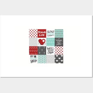 Copy of Nurse Patchwork - red/aqua Posters and Art